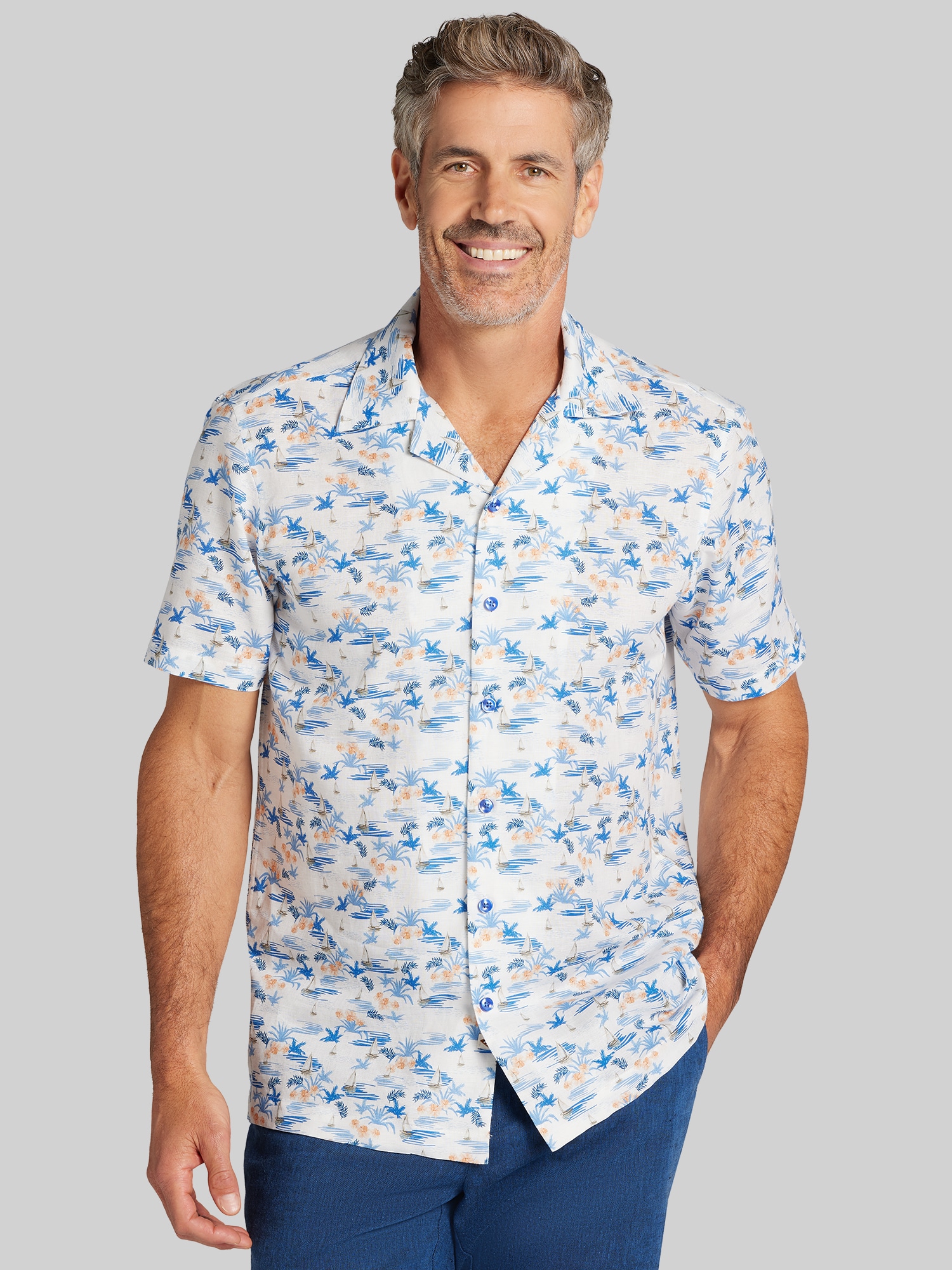 Modern Fit Sailboat Camp Shirt