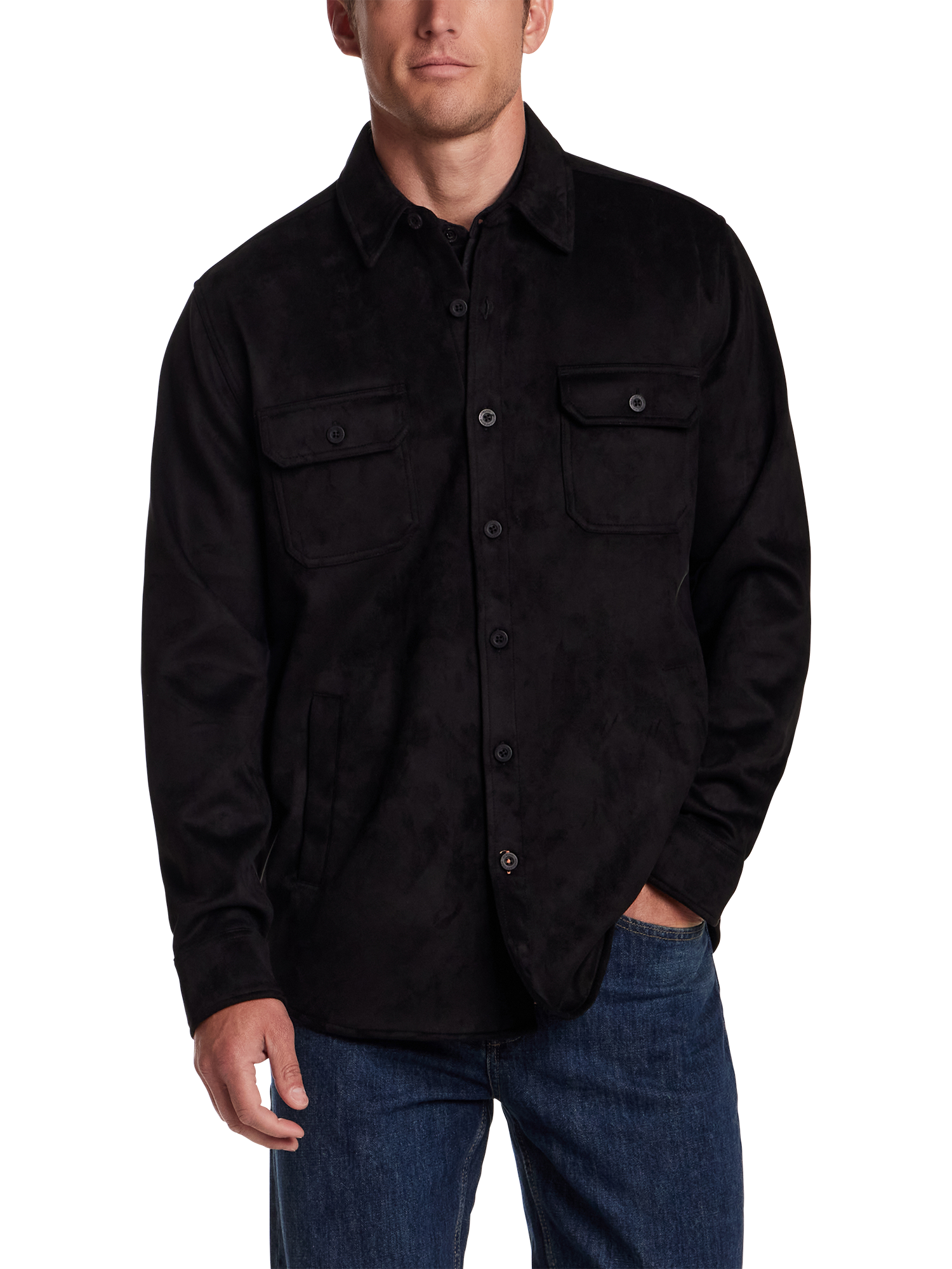 Unlined Faux Suede Shirt Jacket