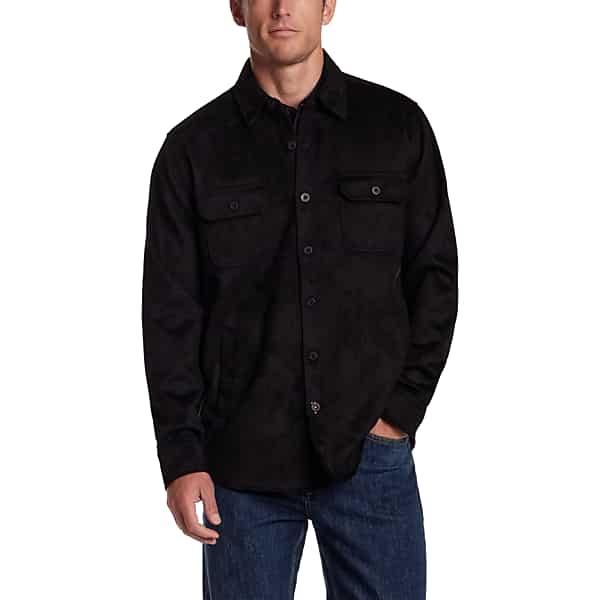 Weatherproof Vintage Men's Vintage Faux Suede Overshirt Black - Size: Medium