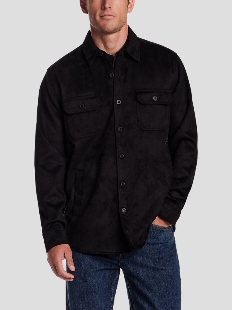 Weatherproof Vintage Vintage Faux Suede Overshirt, Black | Shirt