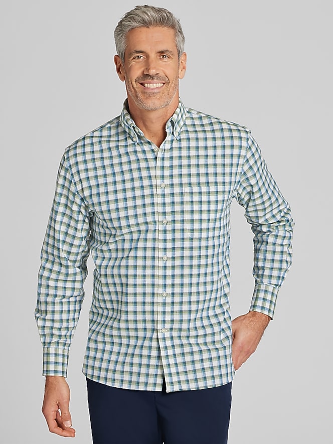 Joseph Abboud Classic Fit Plaid Woven Button Up Shirt