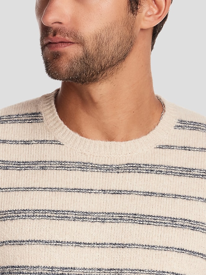 Weatherproof Vintage Fuzzy Striped Crew Neck Sweater
