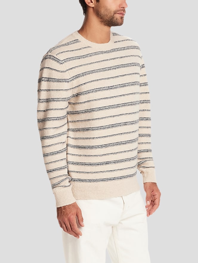 Weatherproof Vintage Fuzzy Striped Crew Neck Sweater