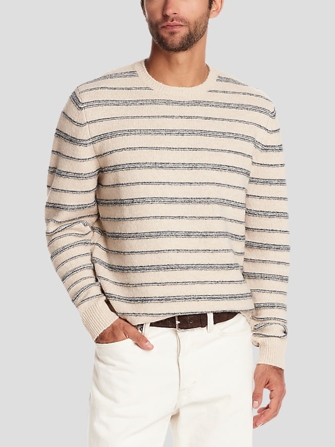 Weatherproof Vintage Fuzzy Striped Crew Neck Sweater