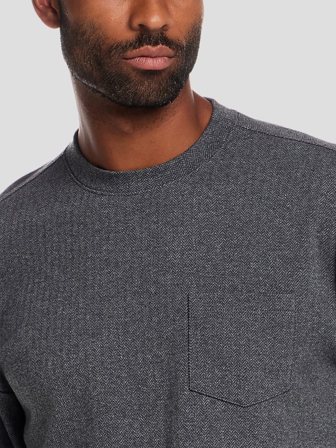 Weatherproof Vintage Regular Fit Brushed Herringbone Crewneck Pullover