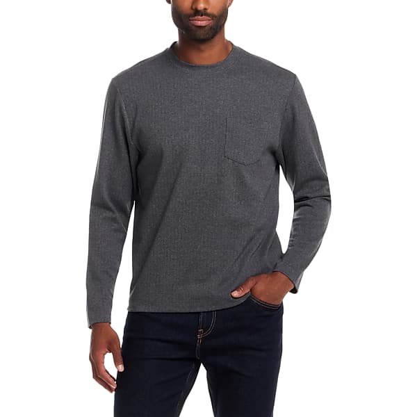 Weatherproof Vintage Men's Brushed Herringbone Crewneck Pullover Charcoal - Size: Large