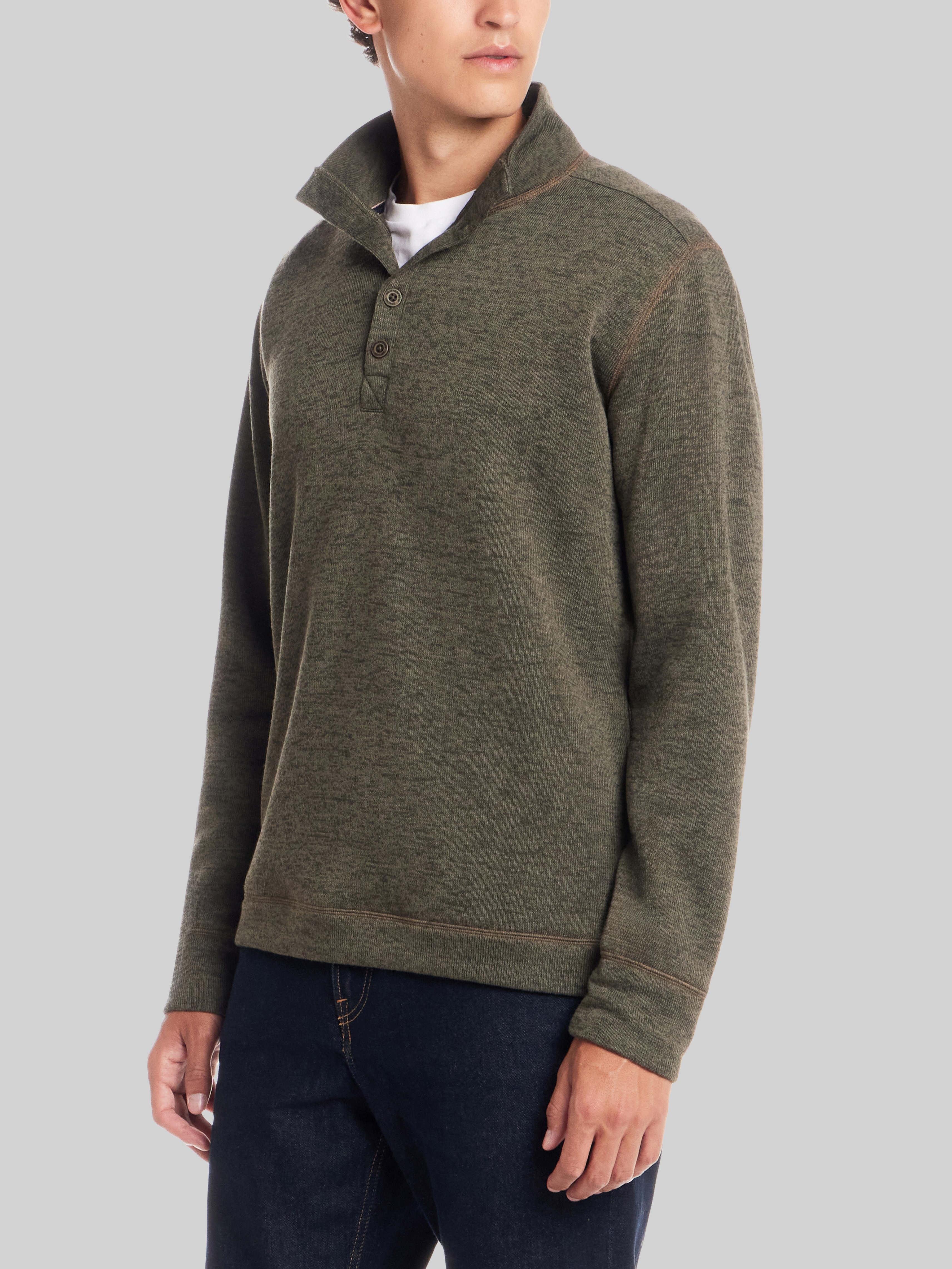 Mock Neck Quarter Button Sweaterfleece