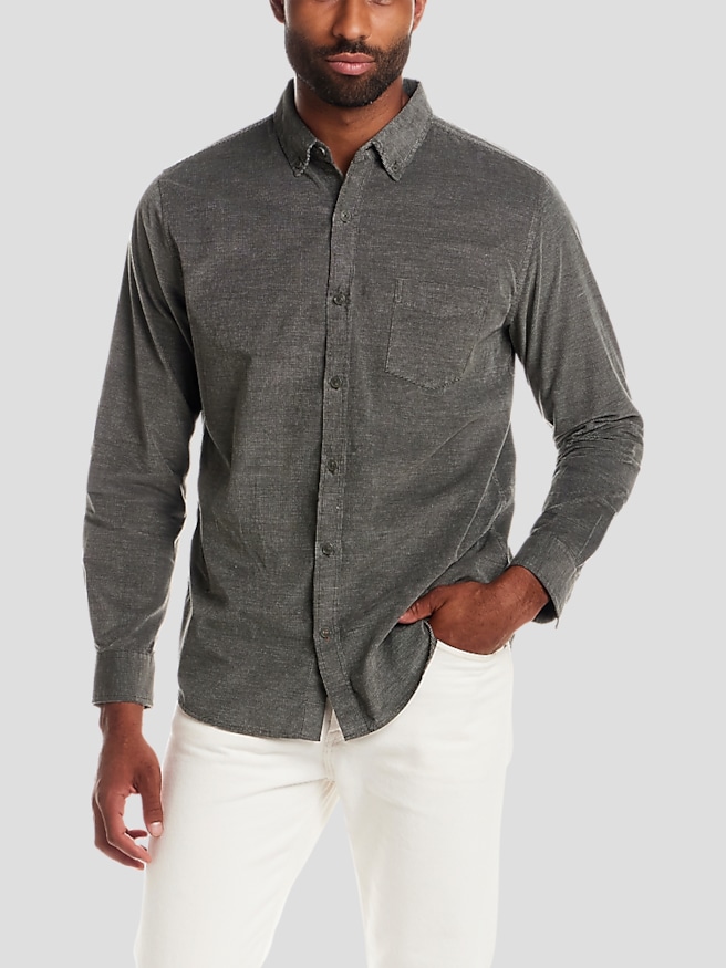 Weatherproof Vintage Men's Regular Fit Vintage Brocade Corduroy Shirt , Kambaba Olive / Green