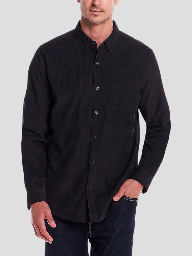Weatherproof Vintage Men's Regular Fit Vintage Brocade Corduroy Shirt , Forged Iron / Gray