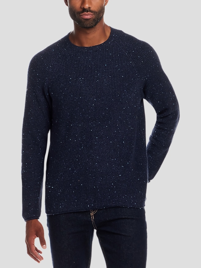 Weatherproof Vintage Men's Regular Fit Waffle Donegal Crewneck Pullover , Seaborne Donegal / Blue