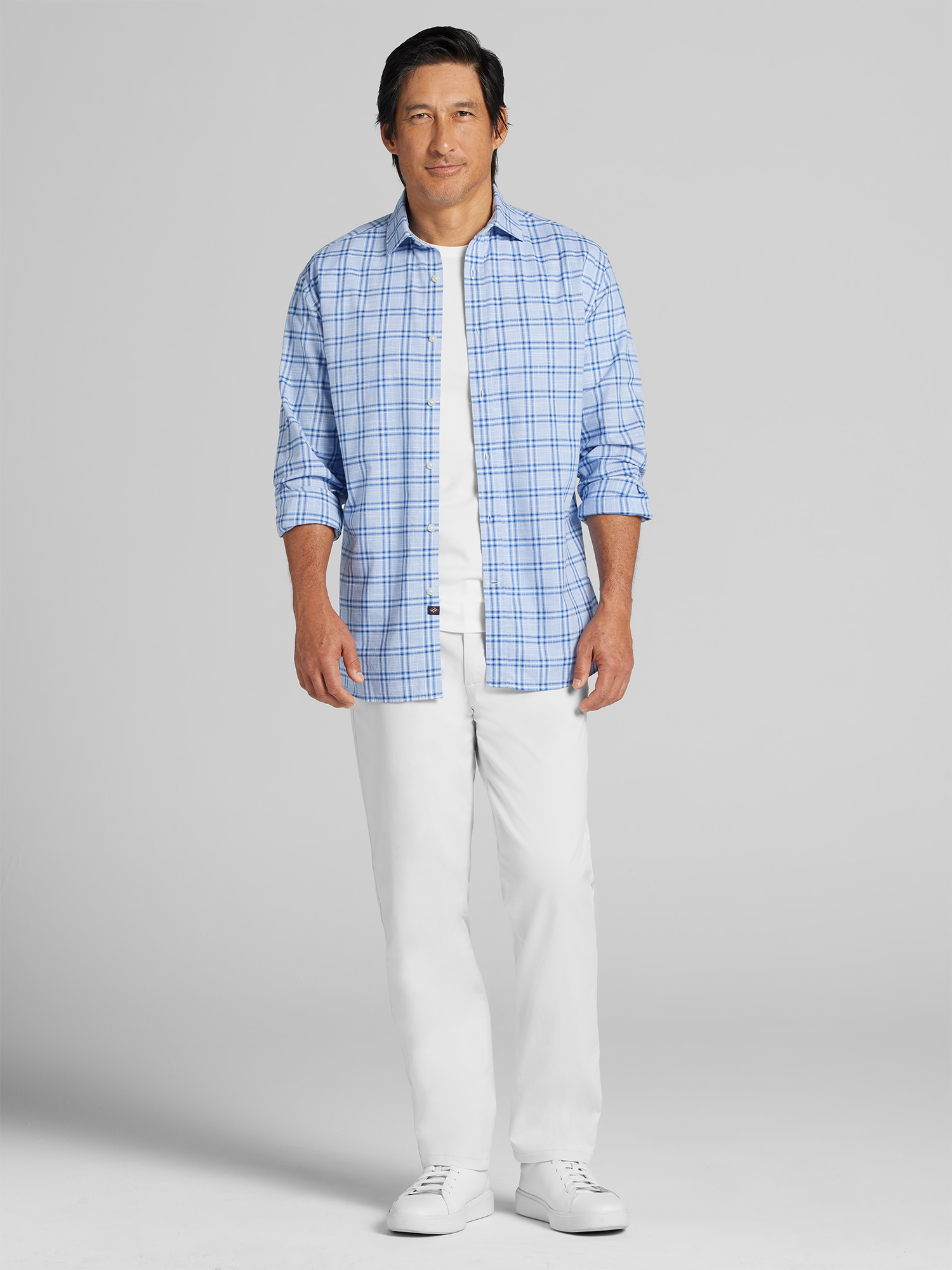 Classic Fit Woven Plaid Button-Up Shirt
