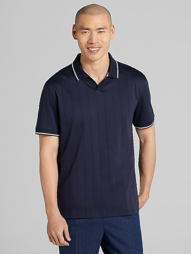 Joseph Abboud Modern Fit 100% Cotton Johnny Collar Polo