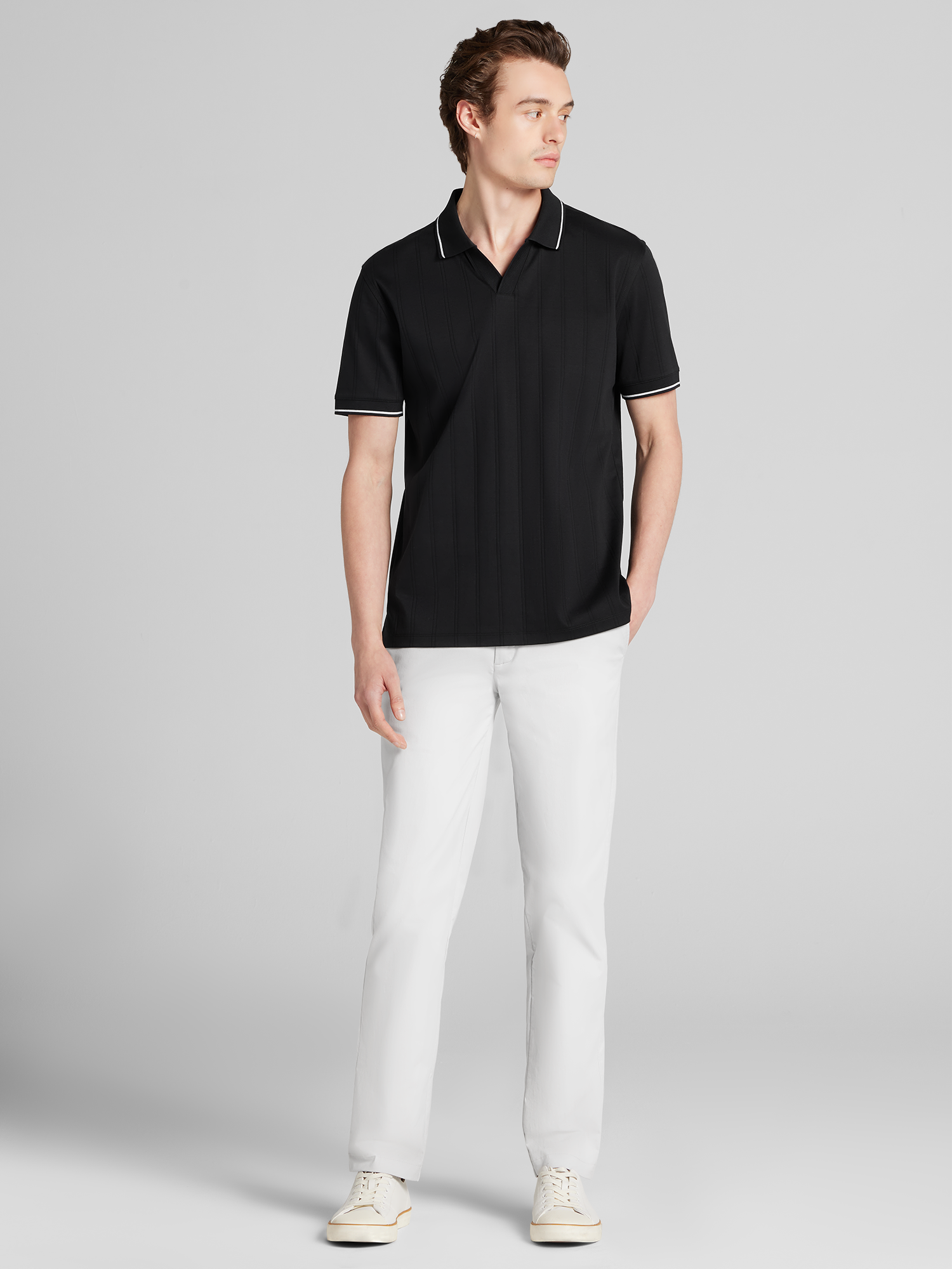 Modern Fit 100% Cotton Johnny Collar Polo