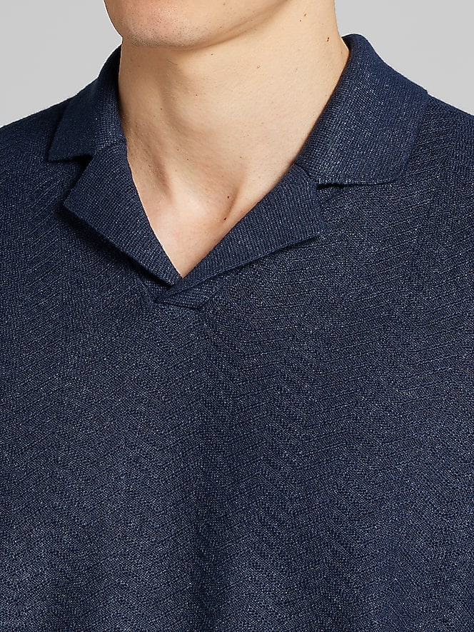 Joseph Abboud Linen Blend Camp Collar Polo Sweater