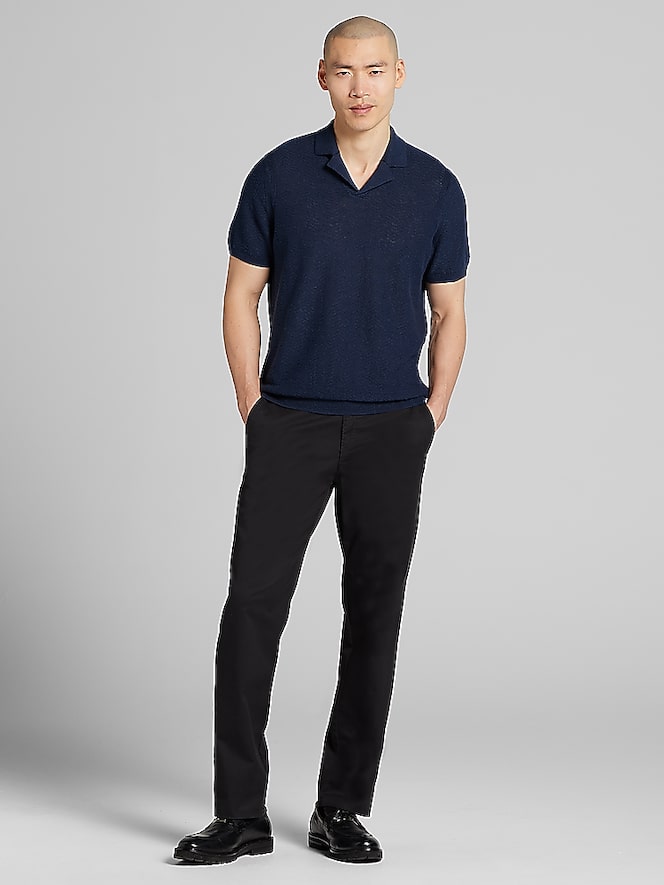 Joseph Abboud Linen Blend Camp Collar Polo Sweater