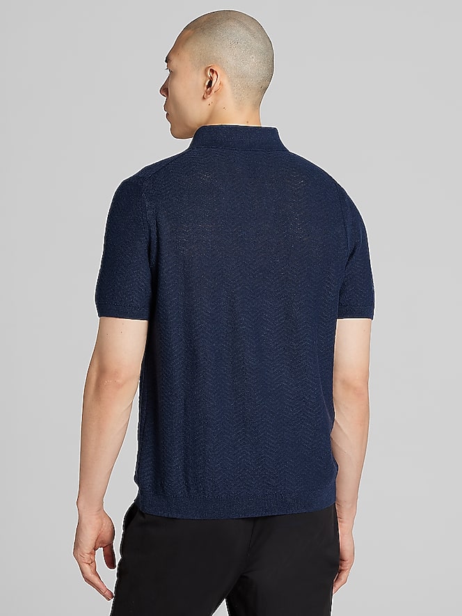 Joseph Abboud Linen Blend Camp Collar Polo Sweater