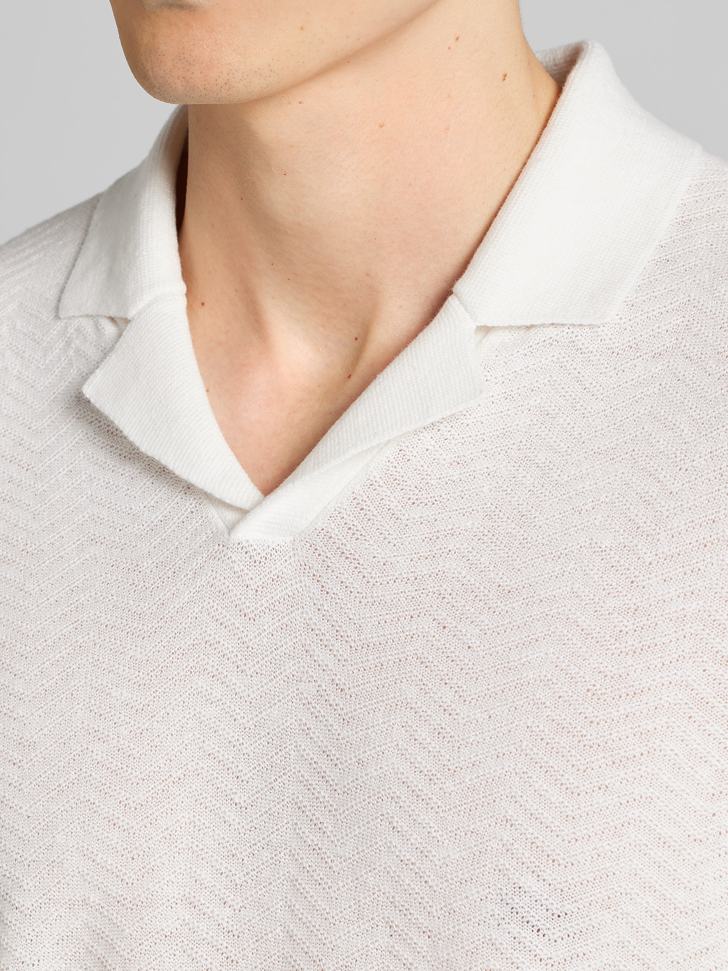 Linen Blend Camp Collar Polo Sweater