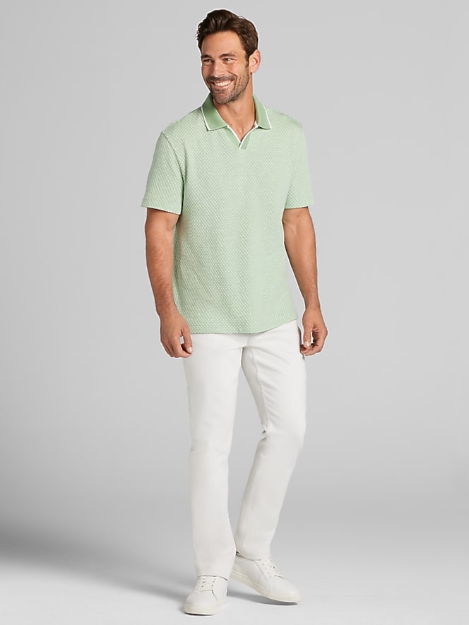 Joseph Abboud Modern Fit Jacquard Knit Johnny Collar Polo
