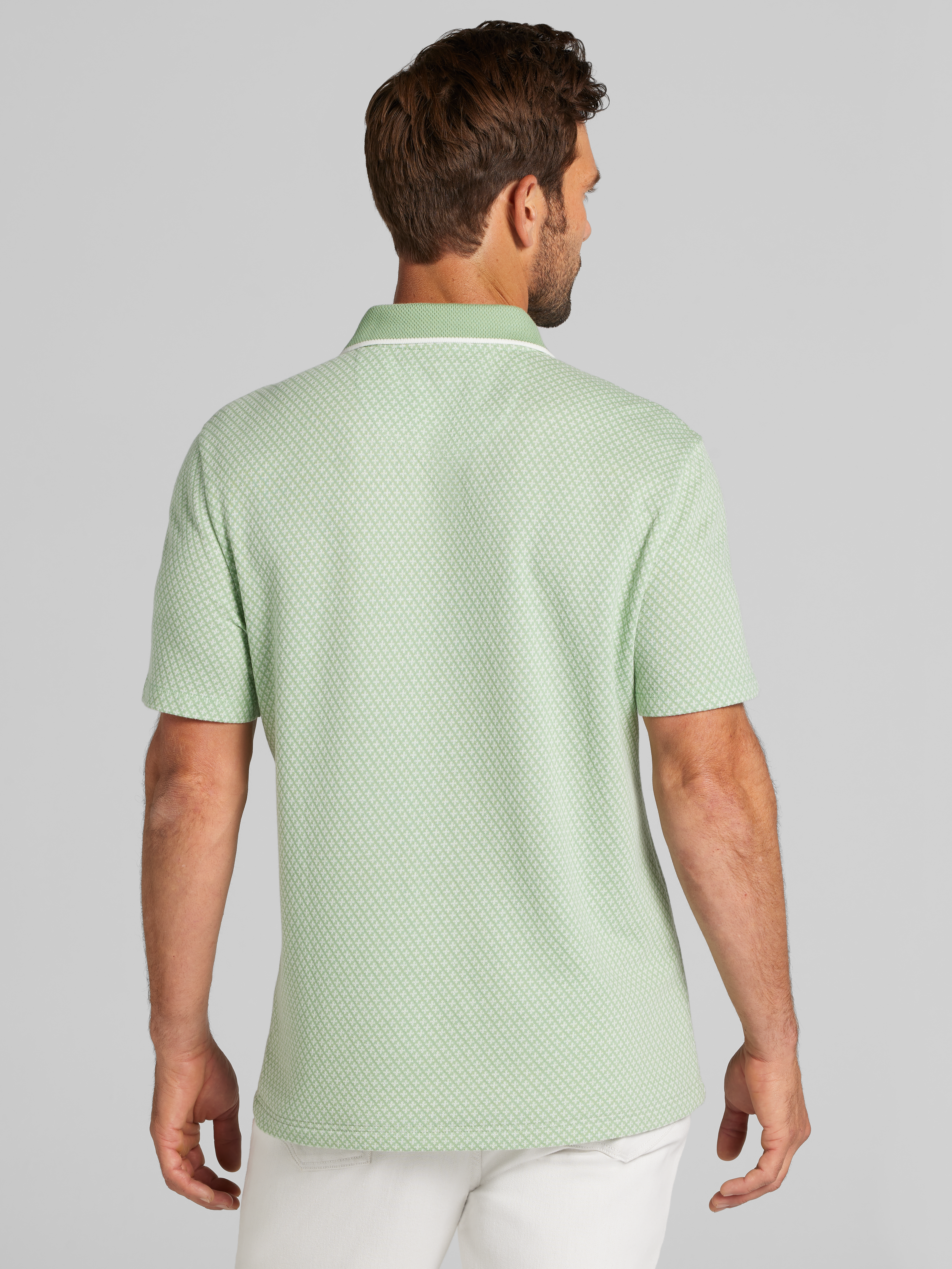 Modern Fit Jacquard Knit Johnny Collar Polo