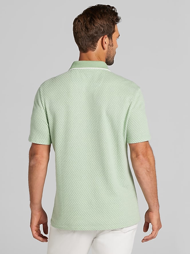 Joseph Abboud Modern Fit Jacquard Knit Johnny Collar Polo