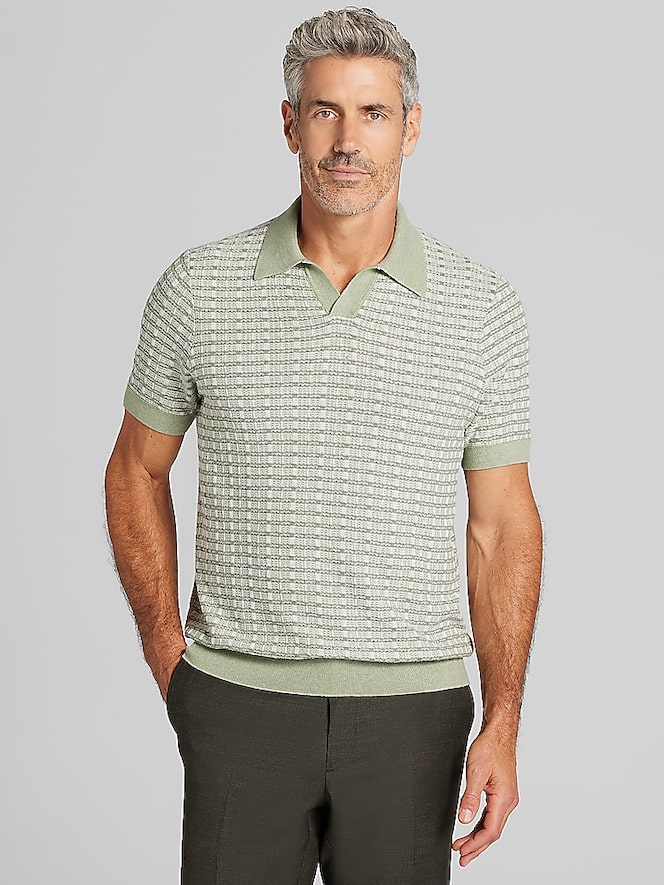 Joseph Abboud Modern Fit Plaid Polo