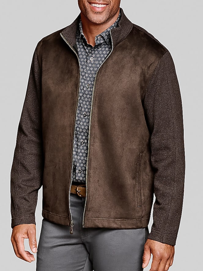 Johnston &Amp; Murphy Faux-Suede Full Zip Jacket