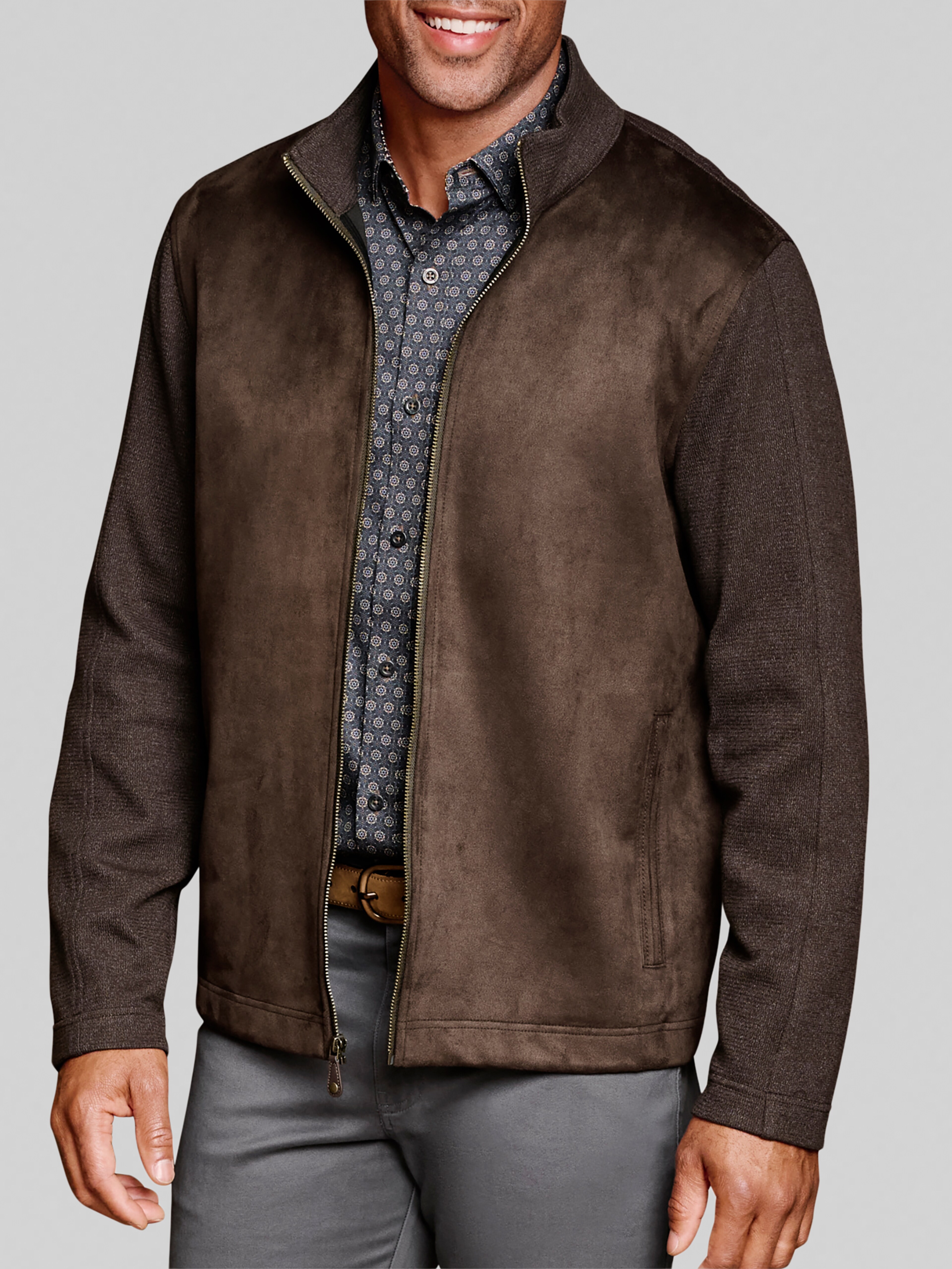 Faux-Suede Full Zip Jacket