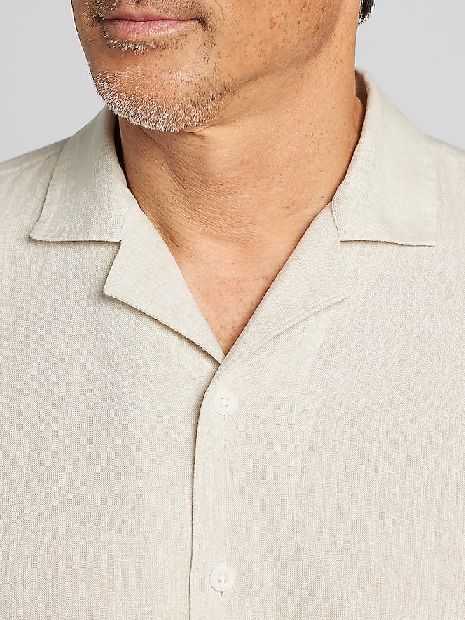 Joseph Abboud Modern Fit 100% Linen Short Sleeve Camp Shirt