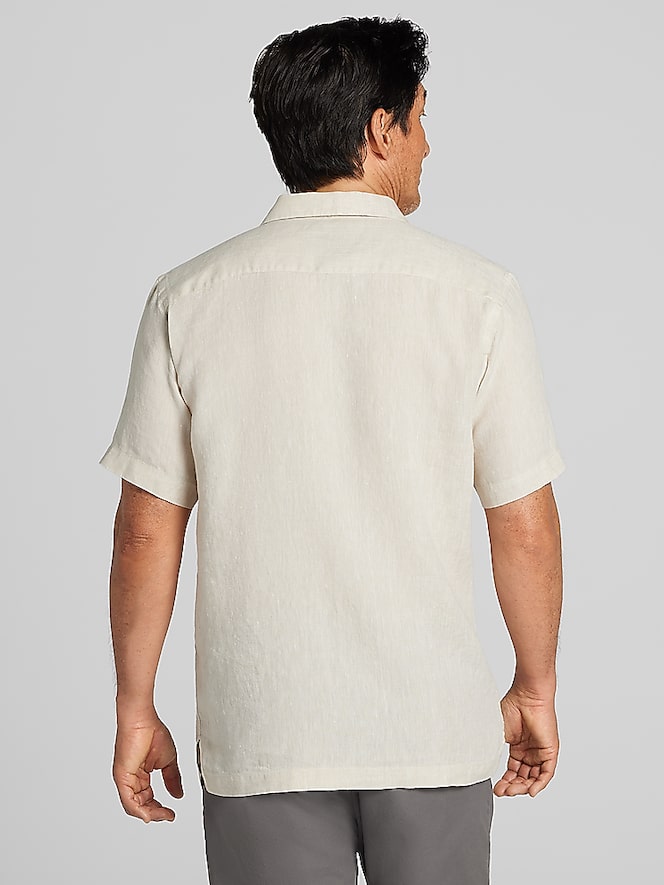 Joseph Abboud Modern Fit 100% Linen Short Sleeve Camp Shirt