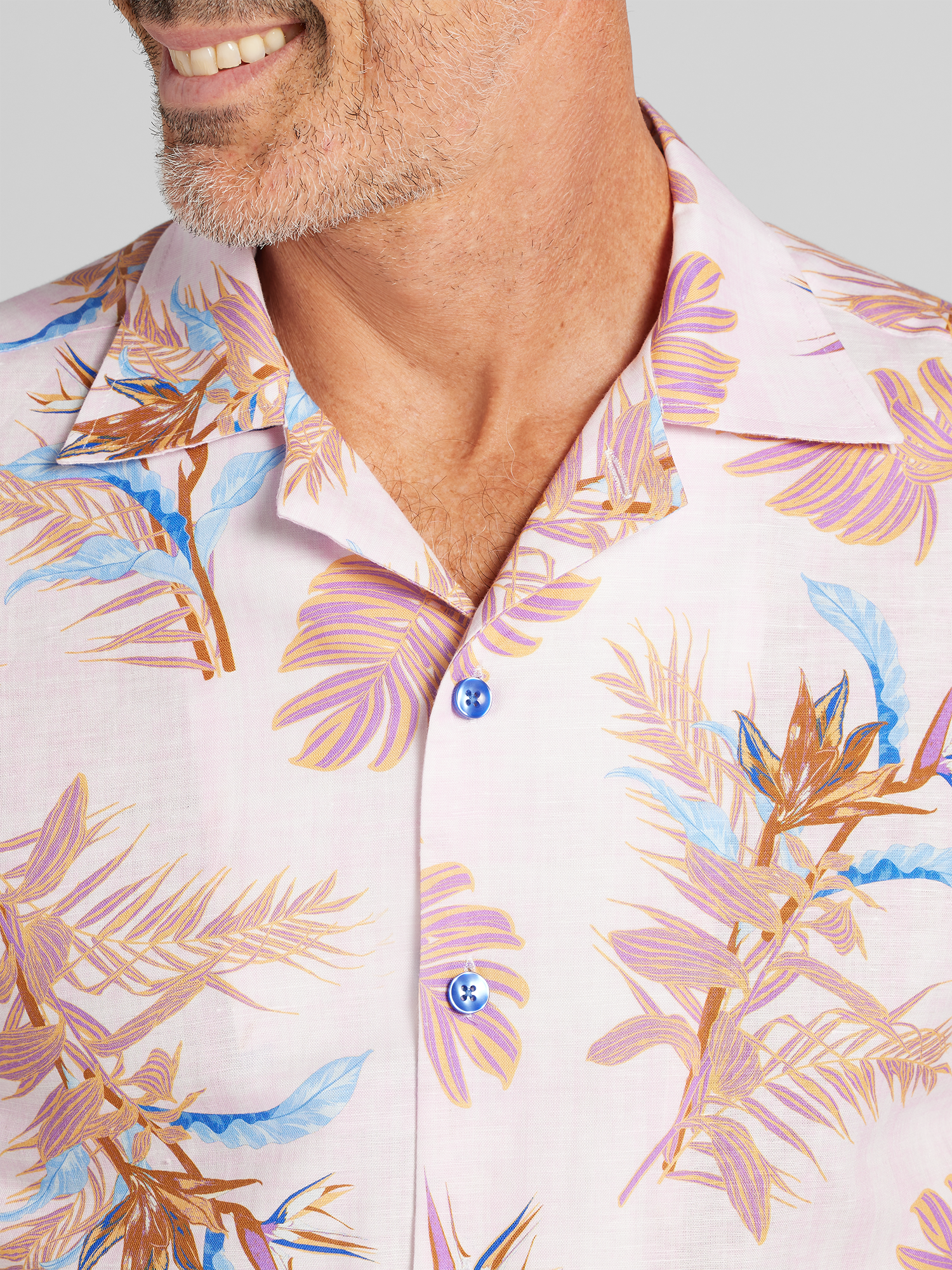 Modern Fit Linen Blend Camp Shirt