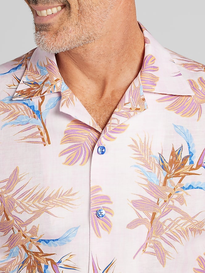 Joseph Abboud Modern Fit Linen Blend Camp Shirt