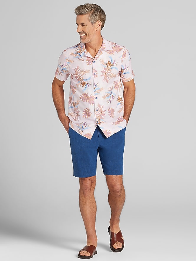 Joseph Abboud Modern Fit Linen Blend Camp Shirt