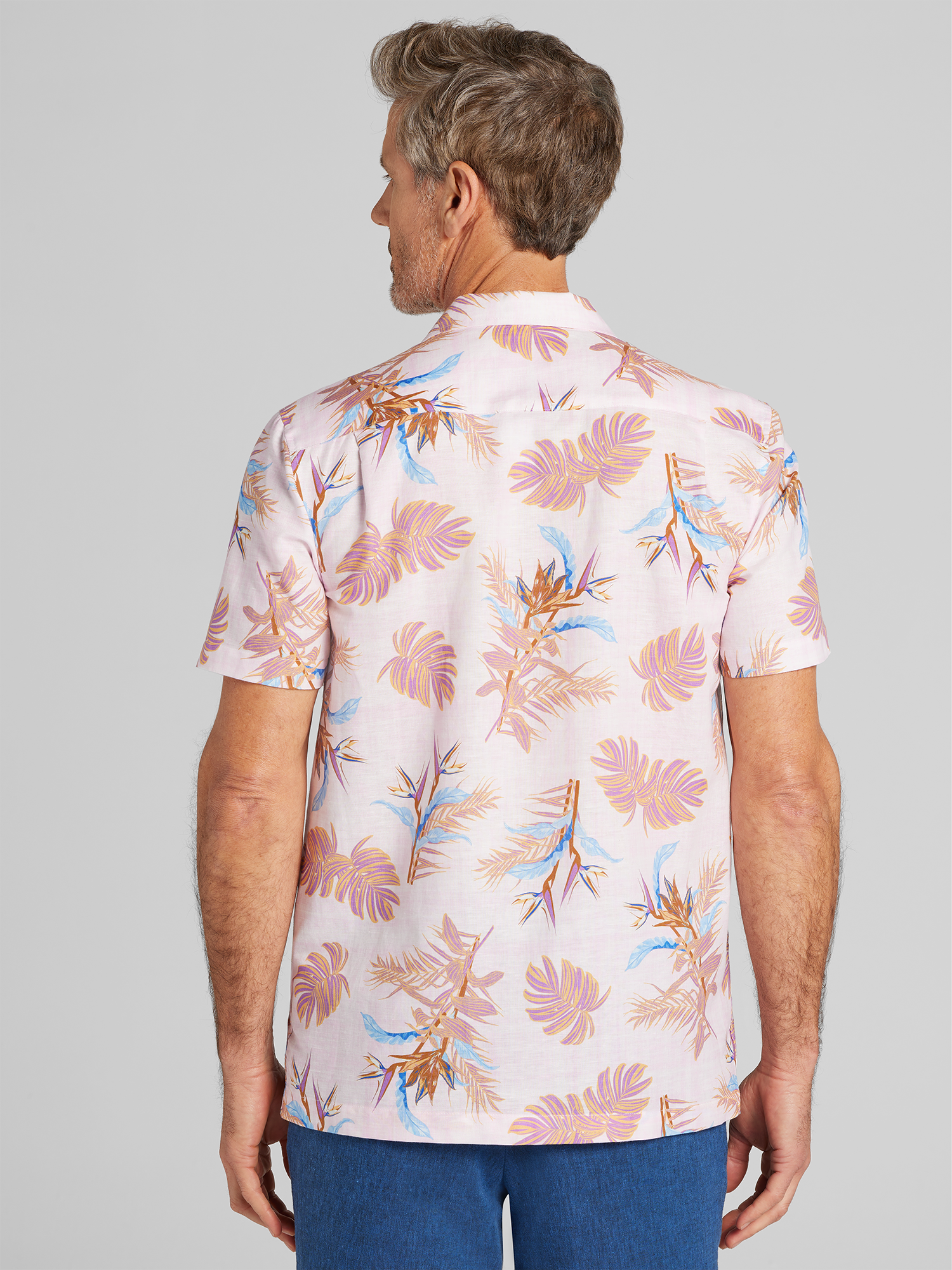 Modern Fit Linen Blend Camp Shirt