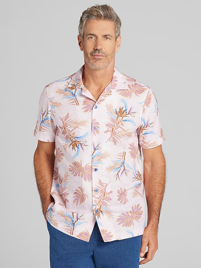 Joseph Abboud Modern Fit Linen Blend Camp Shirt