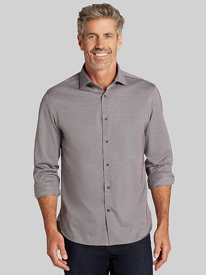 Joseph Abboud Modern Fit Knit Button Up Shirt