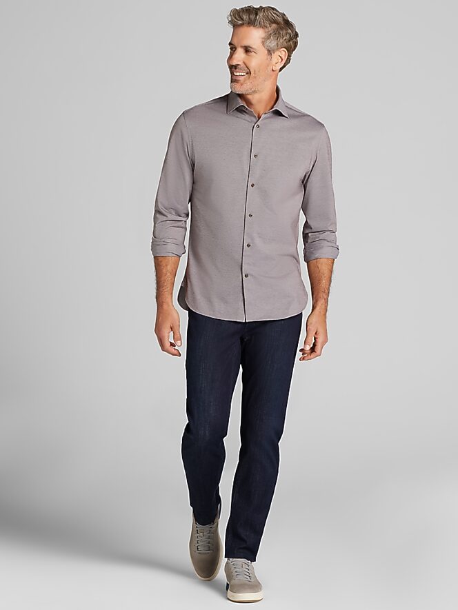 Joseph Abboud Modern Fit Knit Button Up Shirt