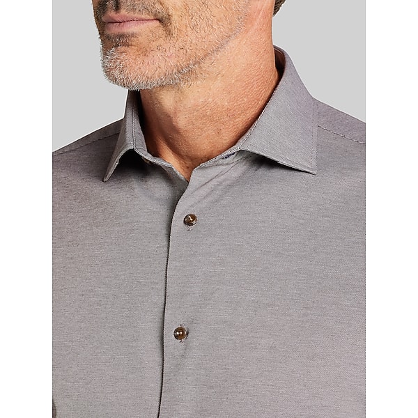 Joseph Abboud Big & Tall Men's Modern Fit Knit Button Up Shirt Brown - Size: XLT