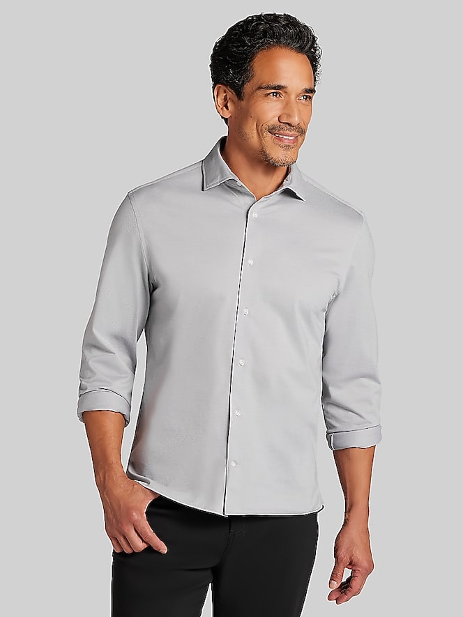 Joseph Abboud Modern Fit Knit Button Up Shirt