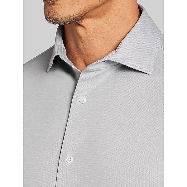 Joseph Abboud Men's Modern Fit Knit Button Up Shirt Grey - Size: Medium