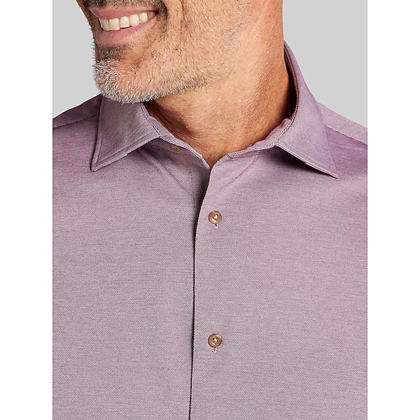 Joseph Abboud Big & Tall Men's Modern Fit Knit Button Up Shirt Burgandy - Size: LT