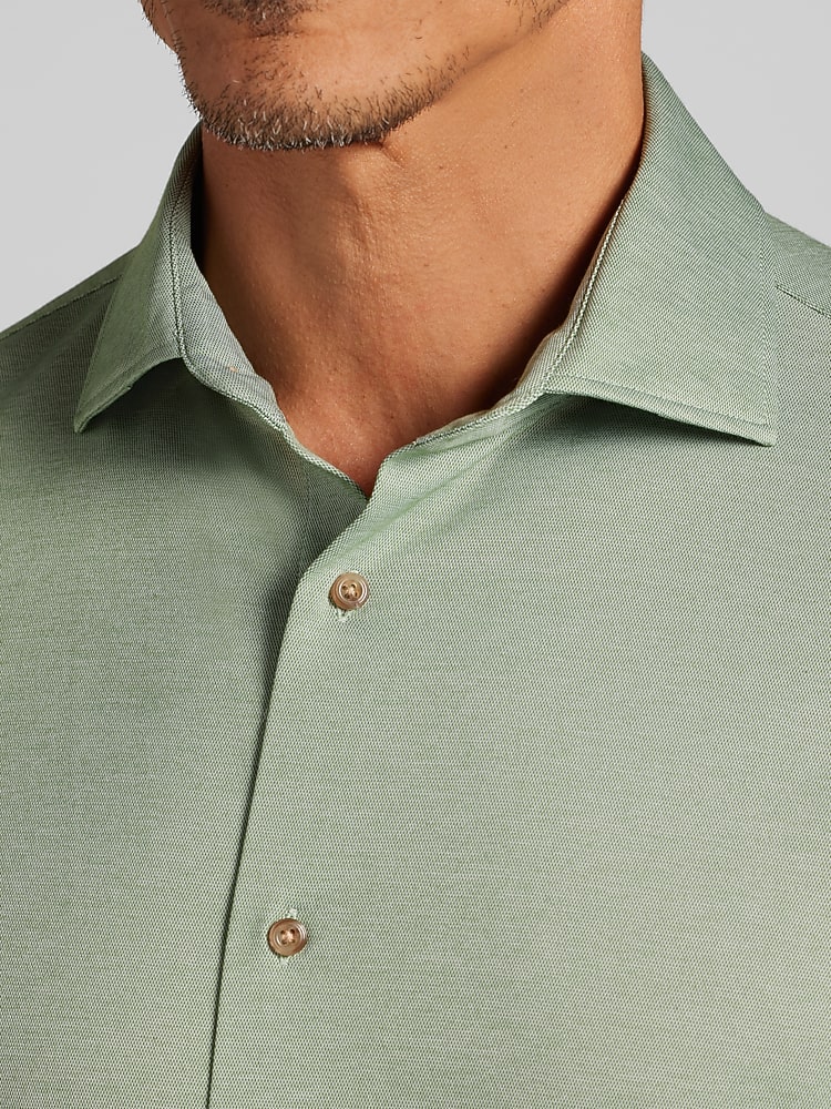 Joseph Abboud Modern Fit Knit Button Up Shirt, Green - Big & Tall