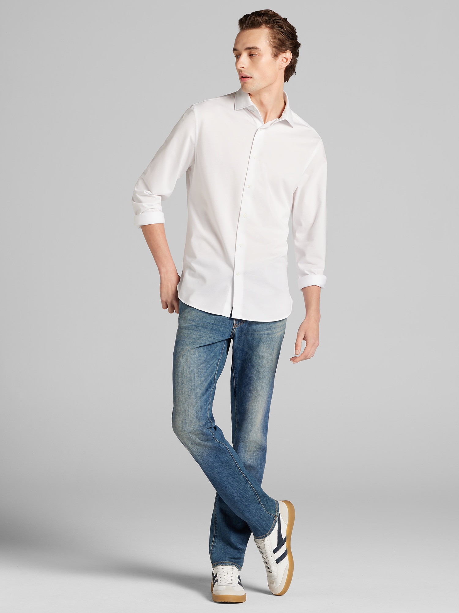 Modern Fit Knit Button Up Shirt