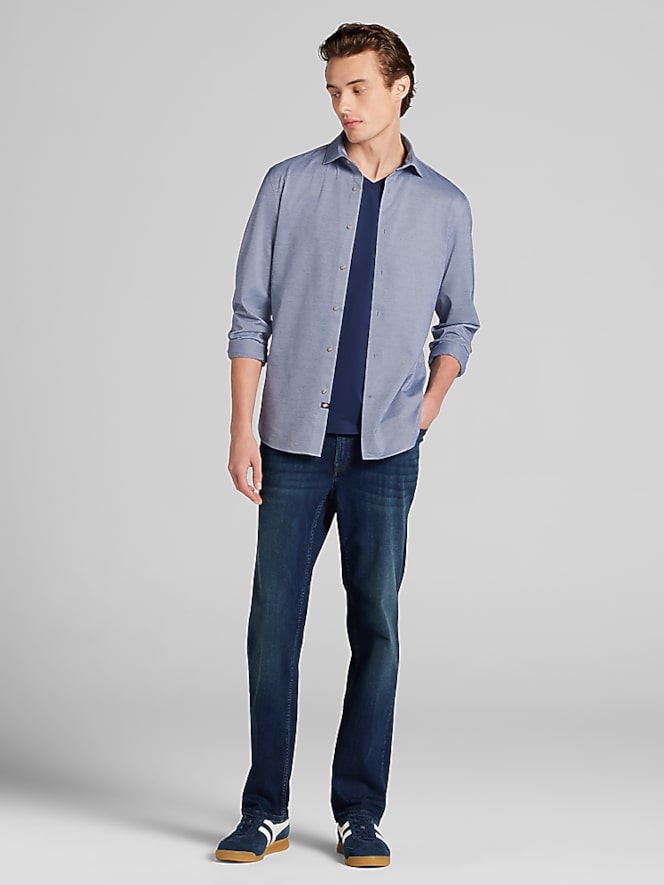 Joseph Abboud Modern Button Up Shirt, Dark Blue - Image 3 of 4