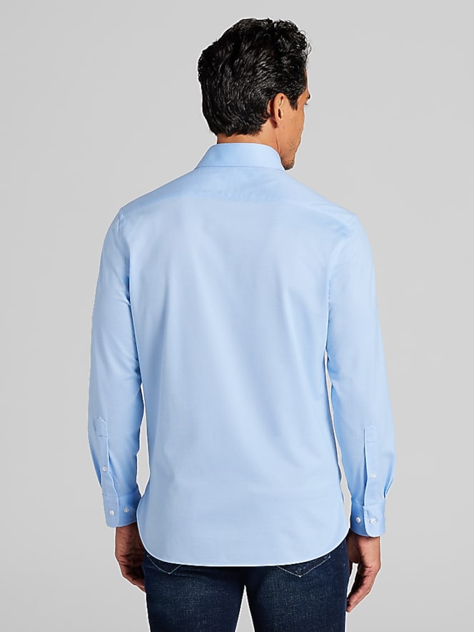 Joseph Abboud Modern Fit Knit Button Up Shirt, Light Blue | Long Sleeve ...