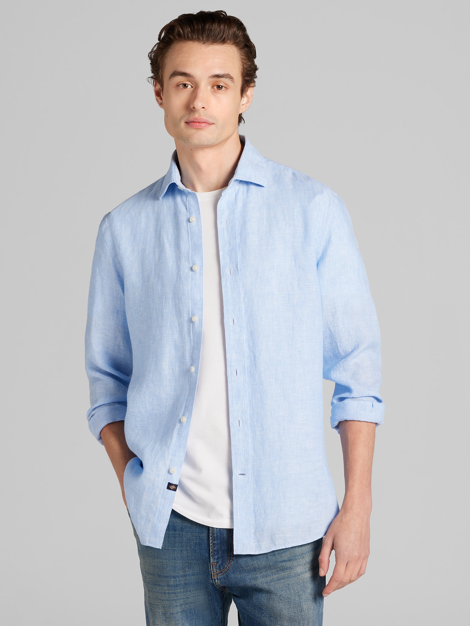 Modern Fit Linen Button Up Shirt