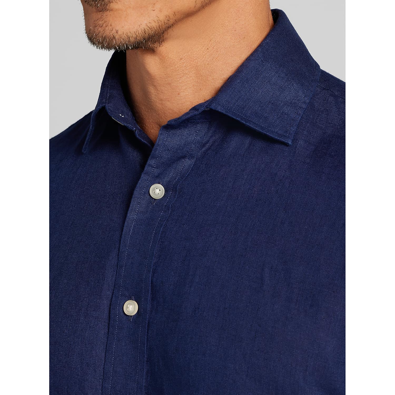 Joseph Abboud Modern Fit 100% Linen Button-Up Shirt in Peacoat Blue – Men’s Lightweight Casual Dress Shirt, Size XL