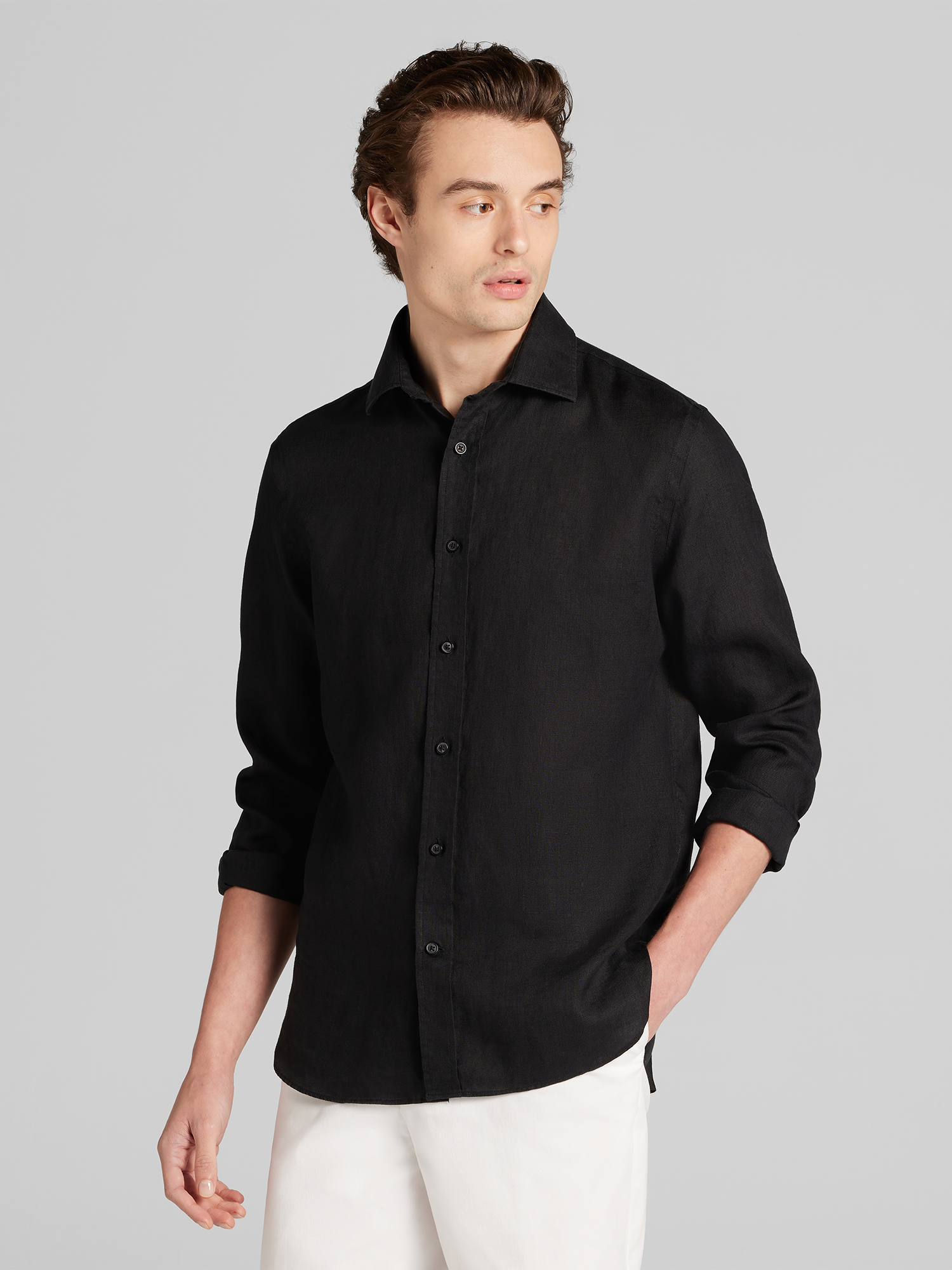 Modern Fit Linen Button Up Shirt