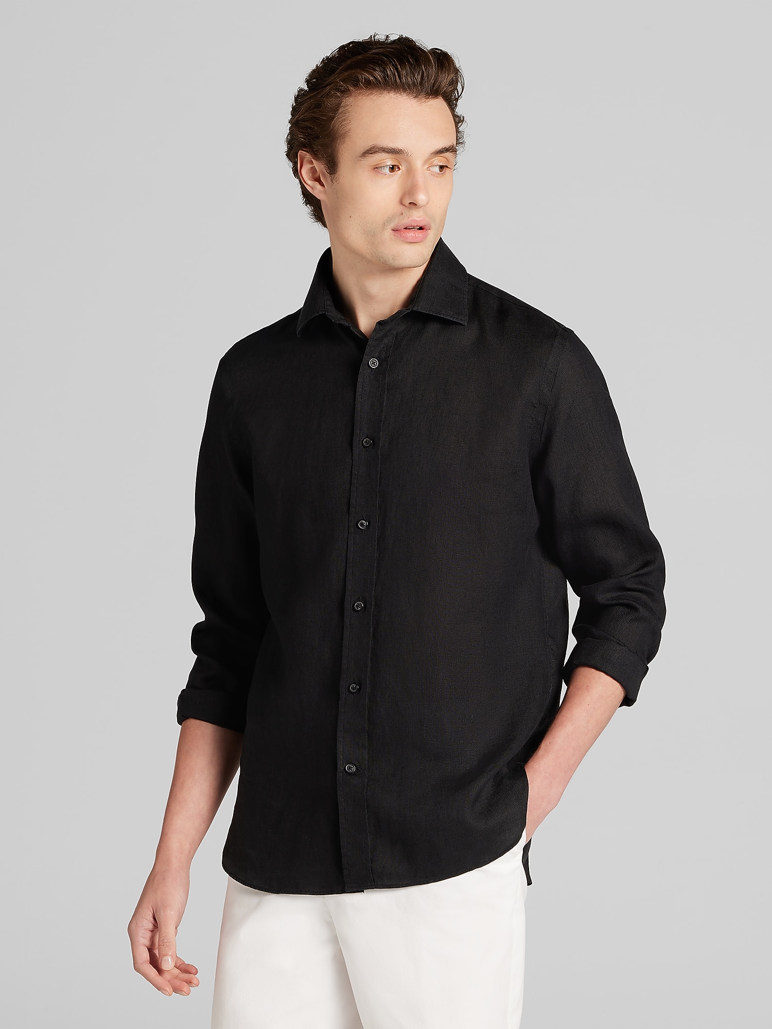 Joseph Abboud Modern Fit 100% Linen Button Up Shirt