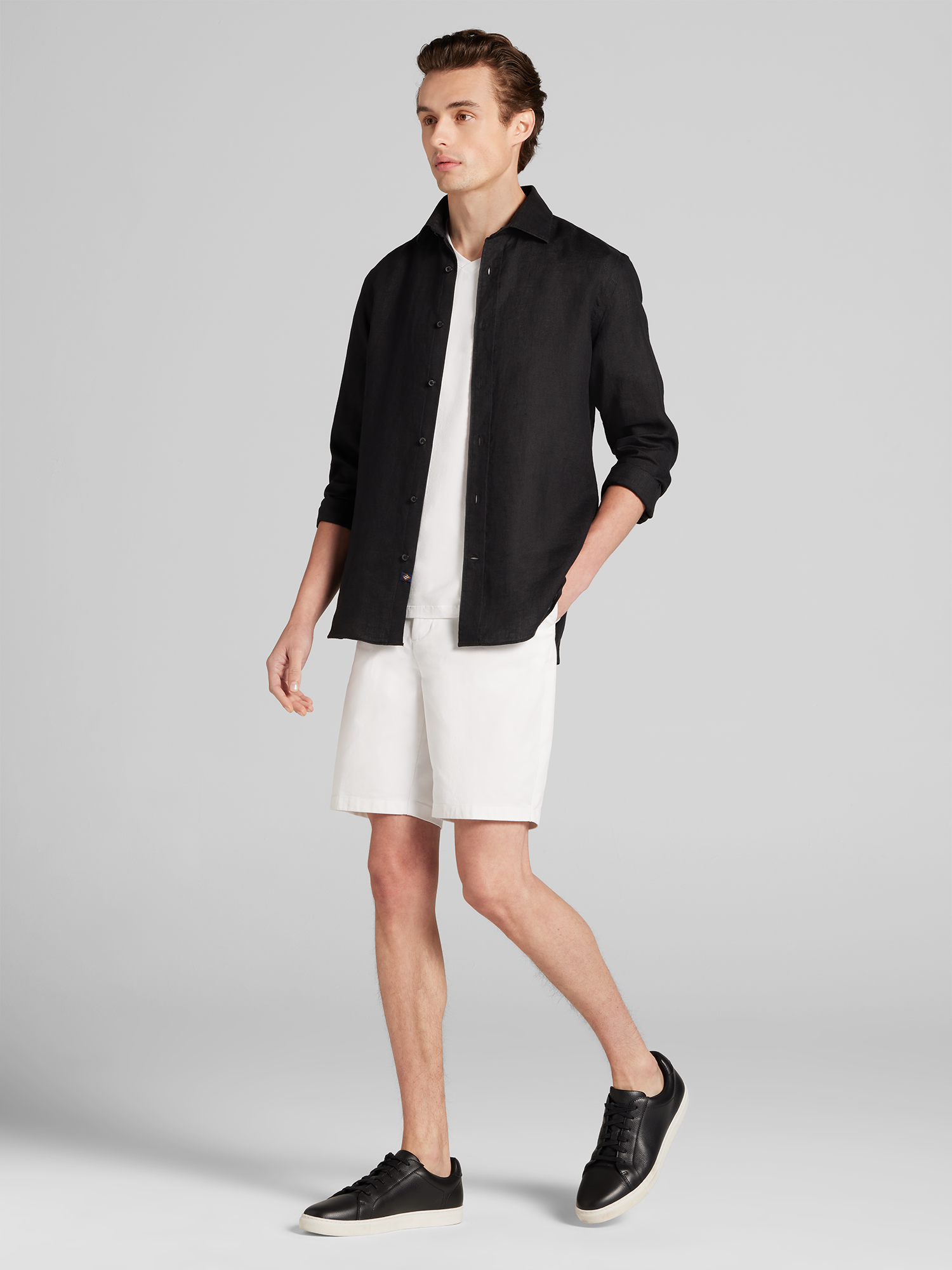 Modern Fit Linen Button Up Shirt