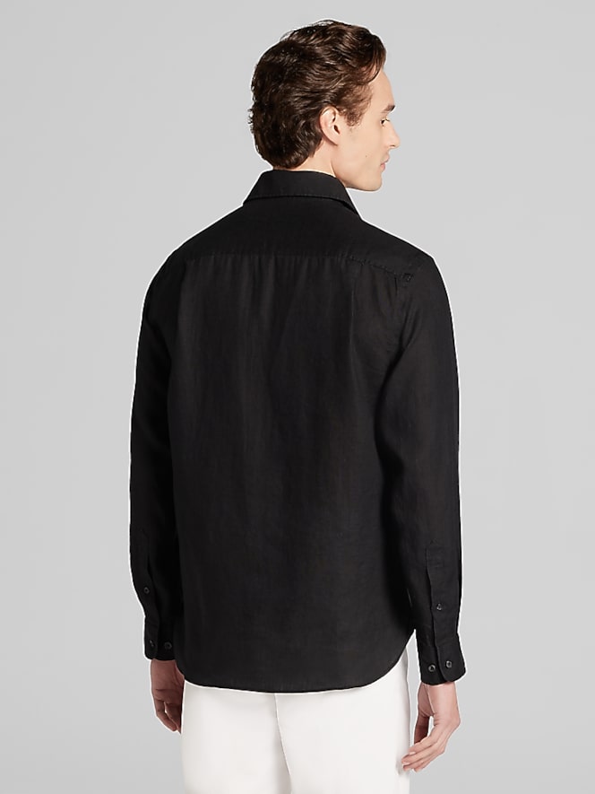 Joseph Abboud Modern Fit 100% Linen Button Up Shirt, Jet Black - Image 4 of 4